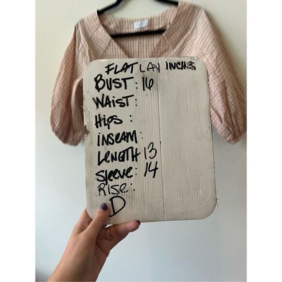 Chriselle x J.O.A Women's Pink Gingham Balloon Sleeve V-Neck Crop Top Size XS - Picture 8 of 8